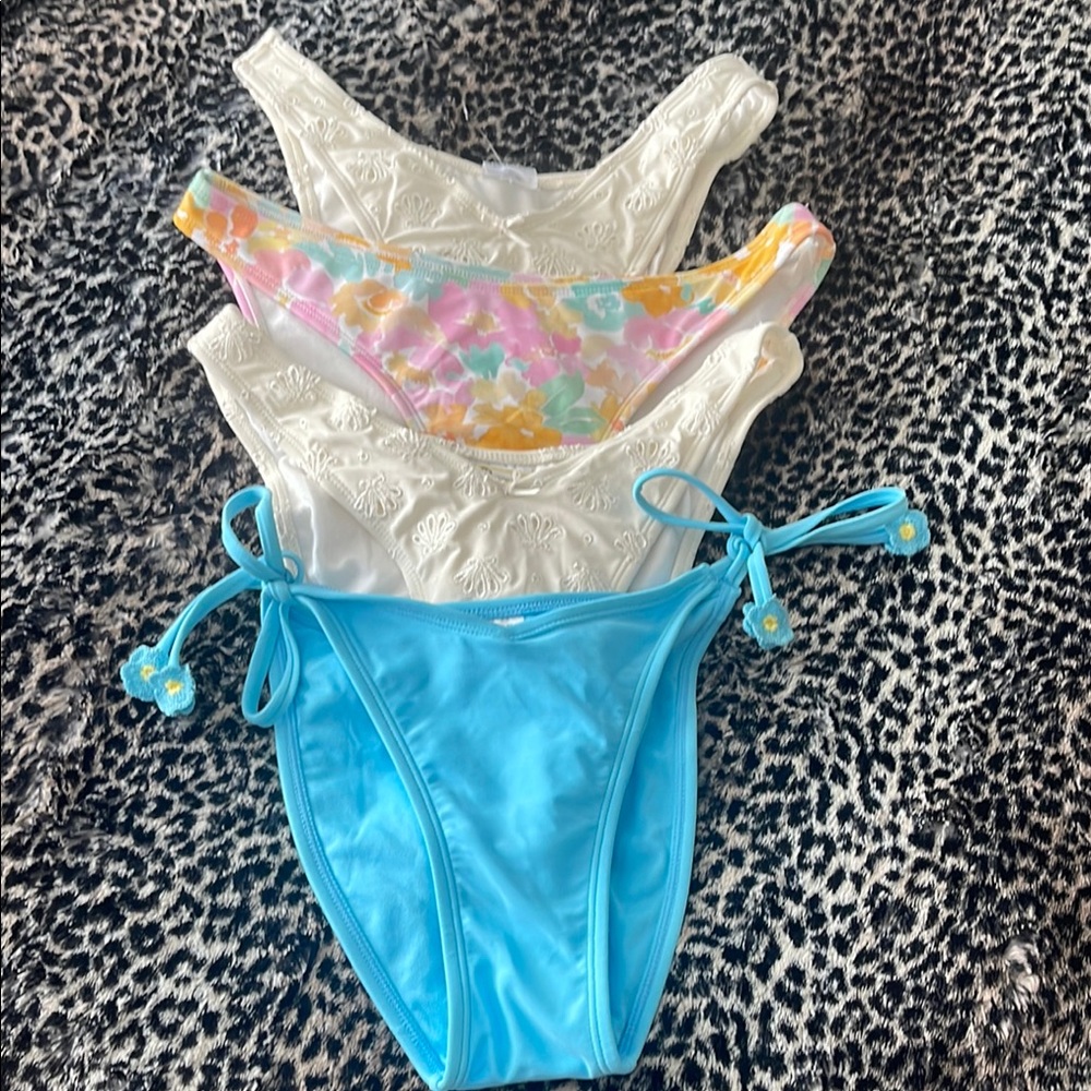 Colorful Bikini bottom bundle with Floral and Blue Designs